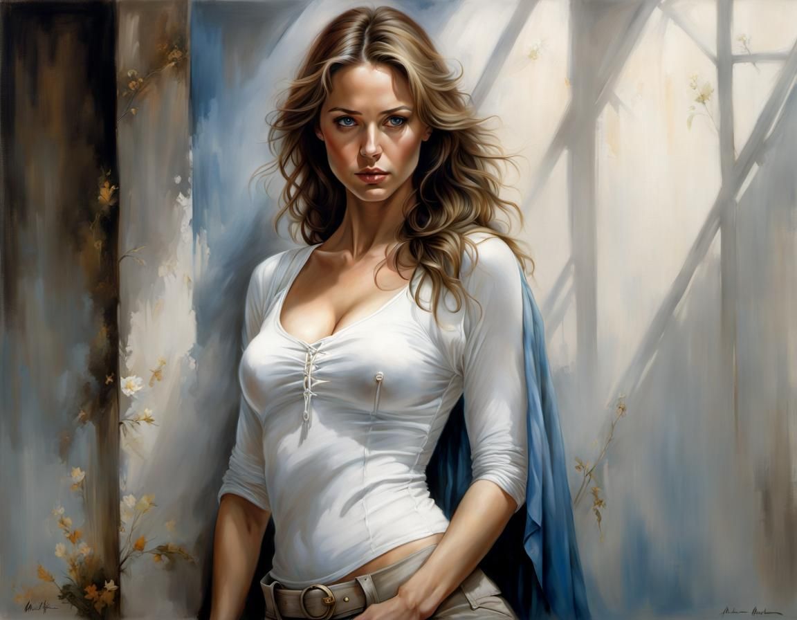 Hyperrealistic Portrait of Woman with Blond Hair