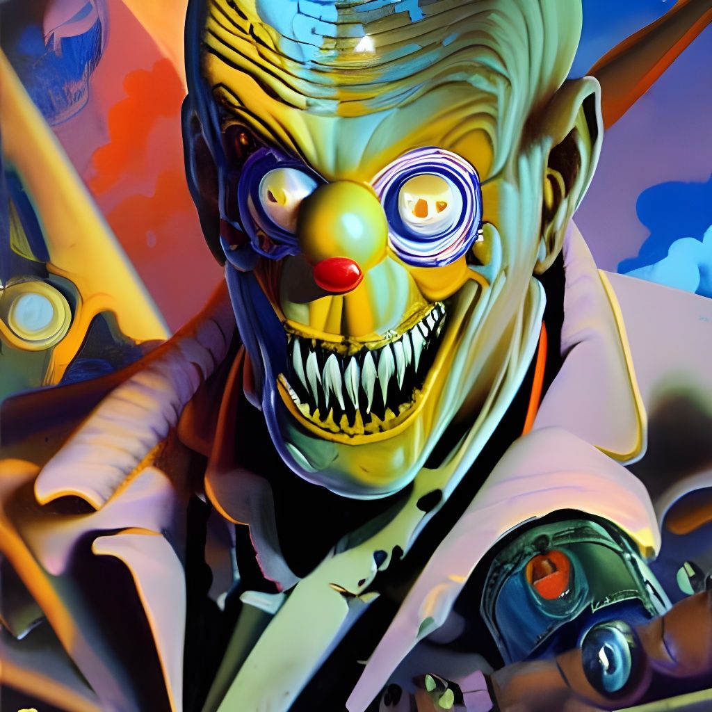 Menacing Cosmic Clown Entity as Impasto Painting