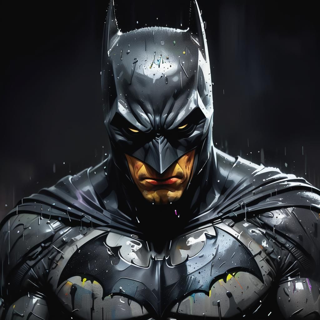 Batman Roaring: Graffiti Art in Gotham Rain