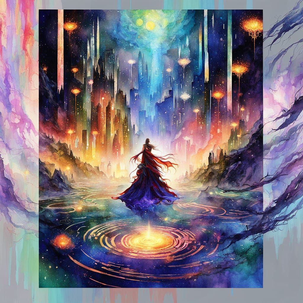 Dreamlike Underworld Illuminated by Neon Hues