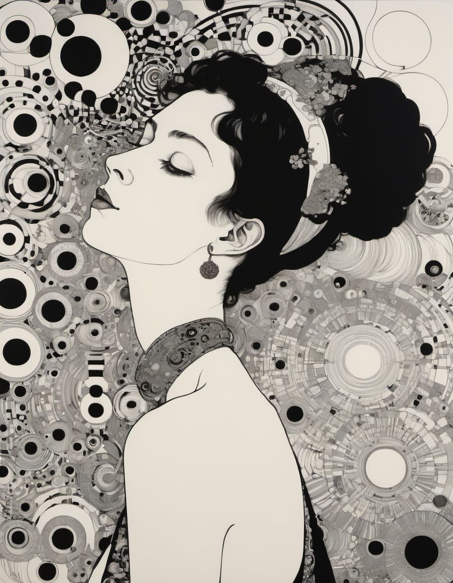 Whirling Lines in Vibrant Colors, Inspired by Art Nouveau Ma...