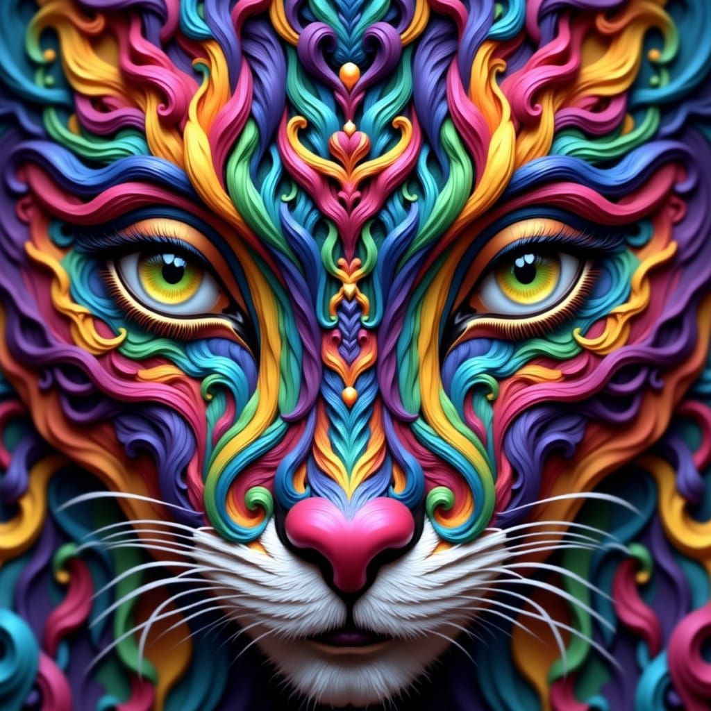 Lilith's Rainbow Braids Dreamscape: Whimsical Fantasy Face