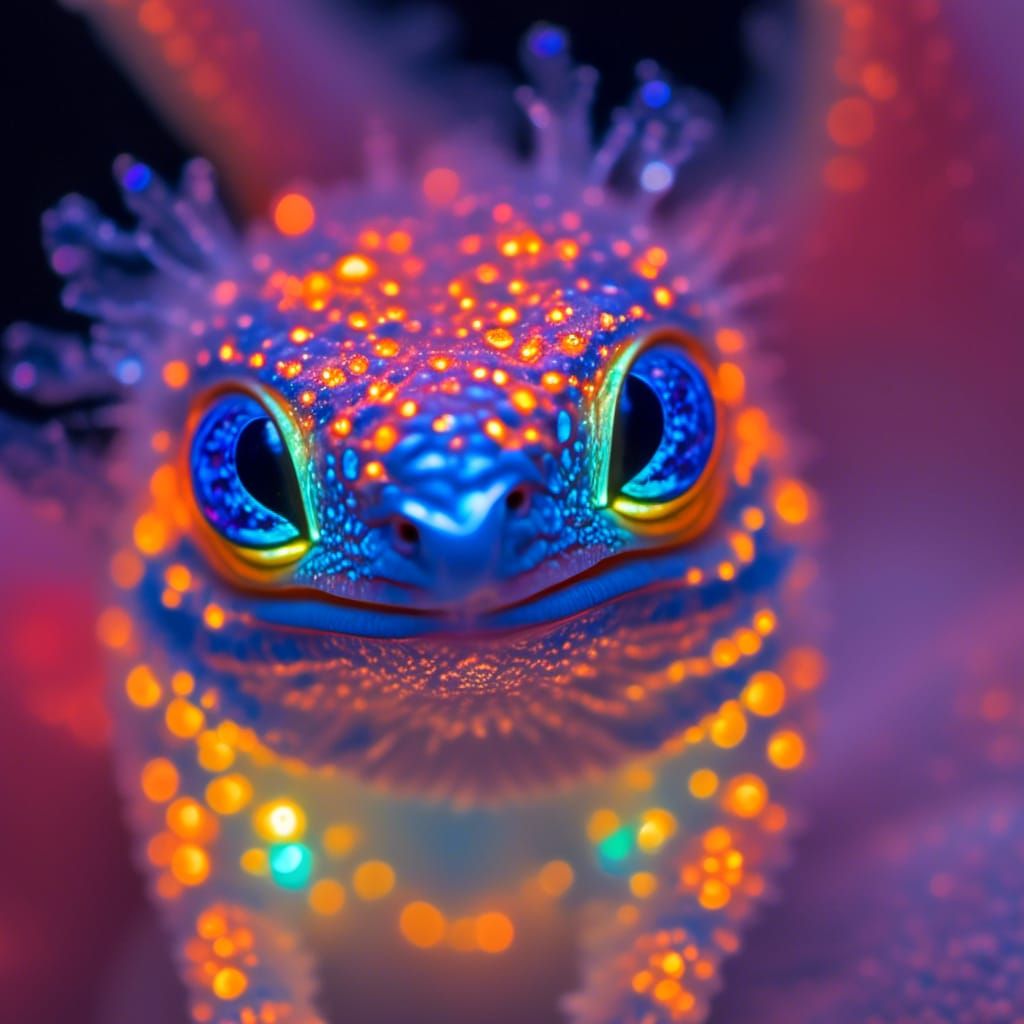 Opal Crystal Glow Dragon Hatchling: Bioluminescent Microport...