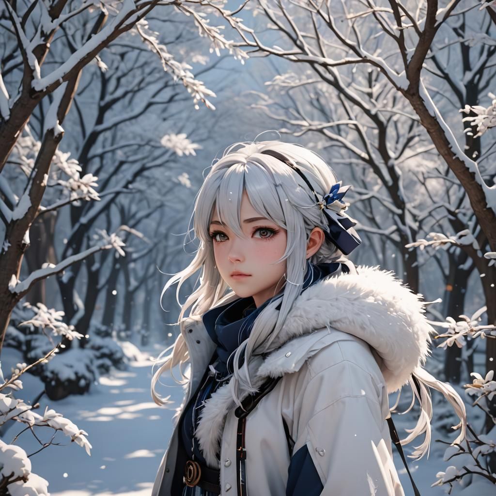 Anime-Inspired Snowscape in 8k Resolution