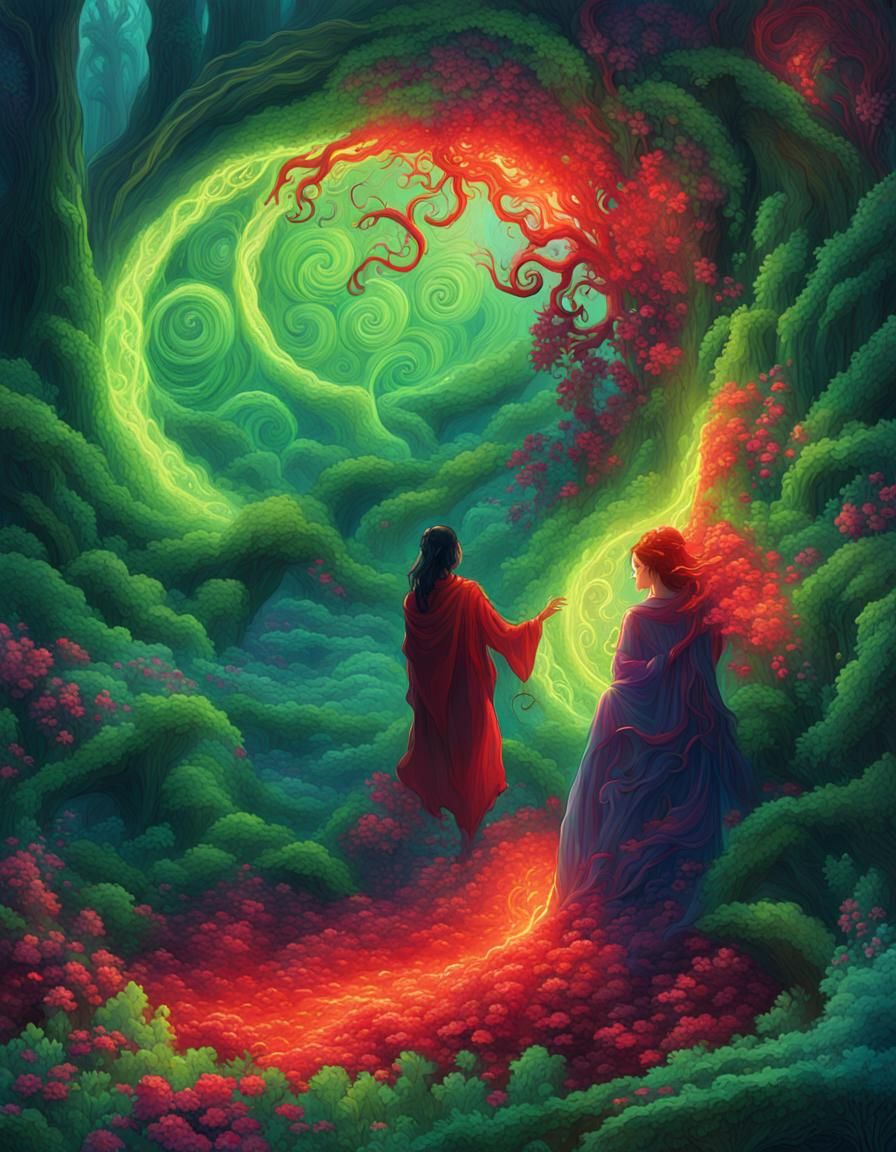 Glowing Portal in Lush Fantasy Environment