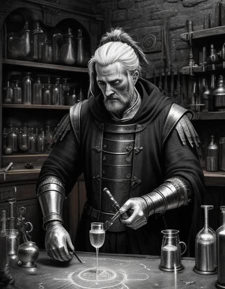 Medieval Alchemist in Workshop: Chalk Art