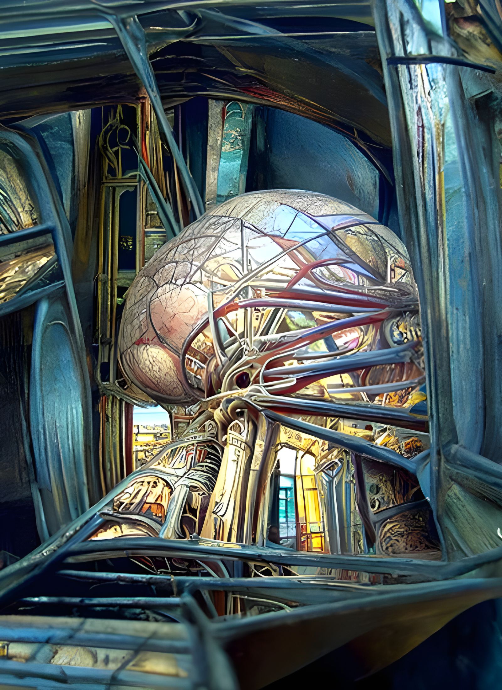 Complex Interior as Hyperrealistic Oil Painting