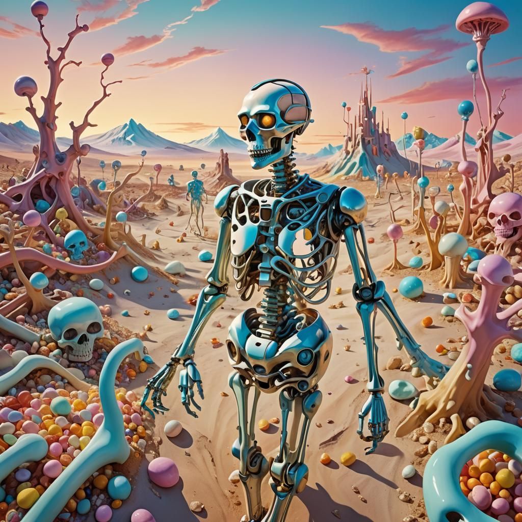 Surreal Candy and Bone Dreamscape in Dali Style