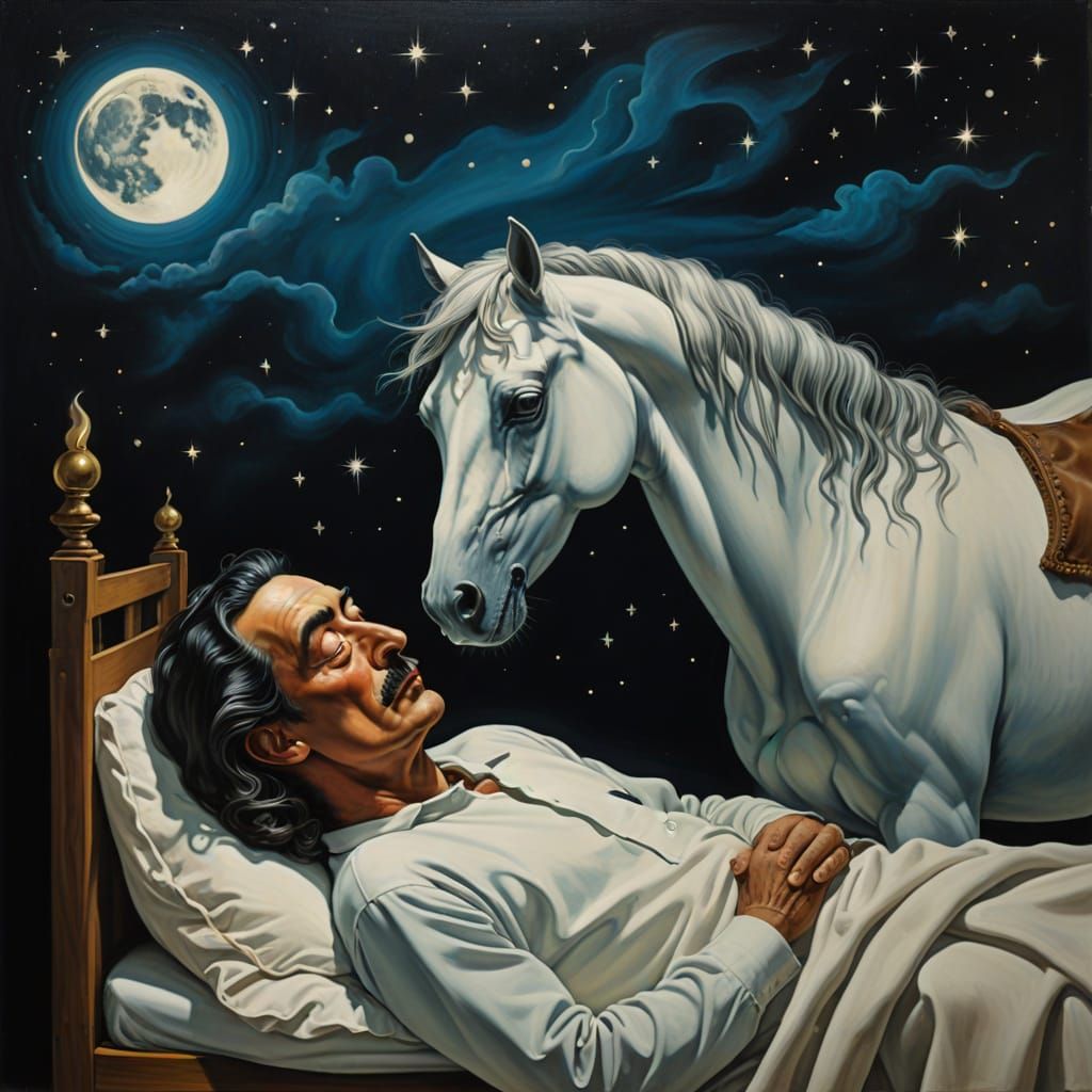 Surreal Mother's Lullaby in a Dreamlike Night Sky