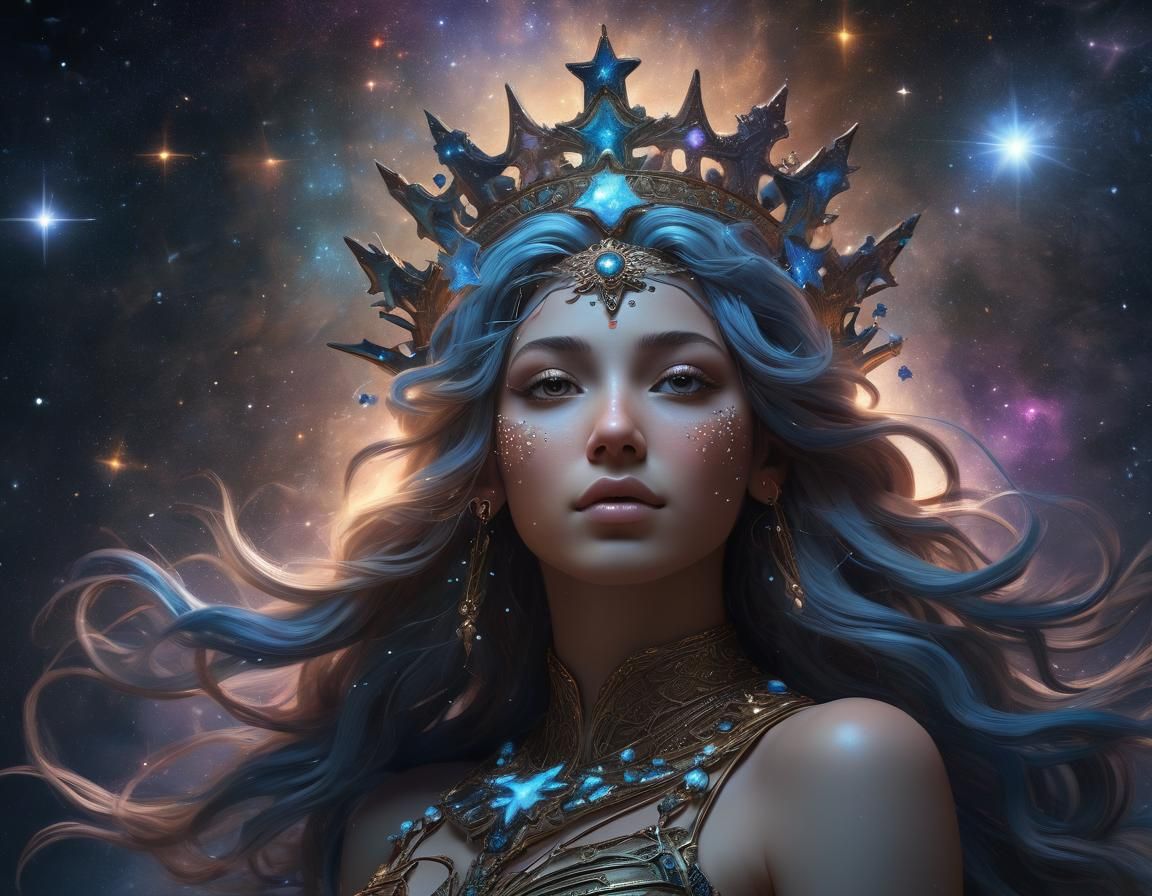Ancient Goddess Crowned with Pleiades Stars