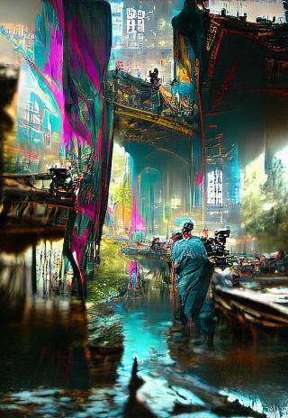 Colorful Matte Painting in Film Noir Style