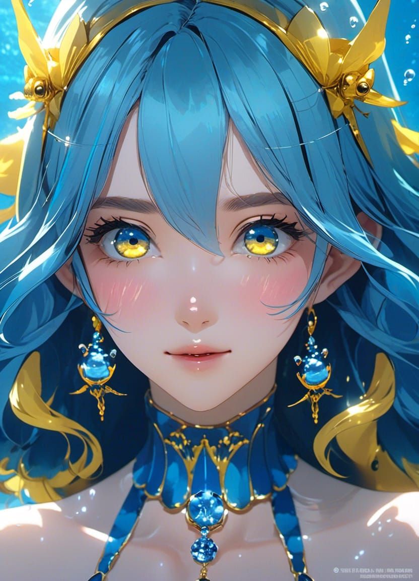 Underwater Mermaid Portrait in Anime Realism