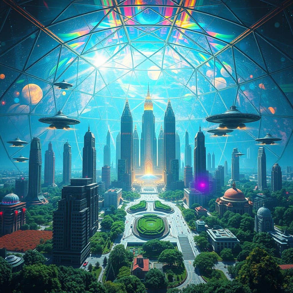 Futuristic Domed City of Refracted Light