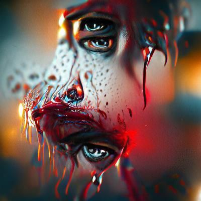 Bleeding Eyes Portrait in Film Noir Style