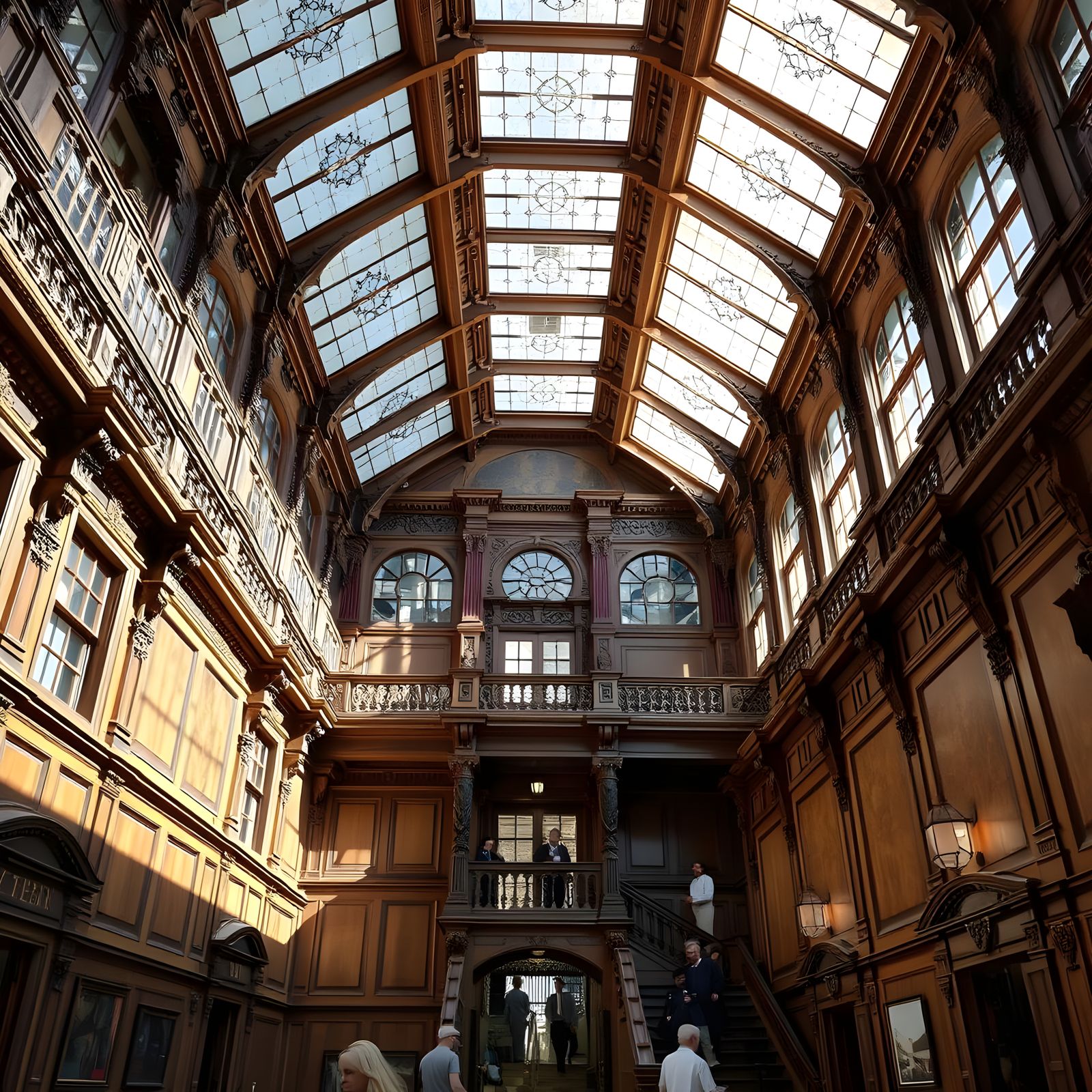 Historical Interior with Ornate Wood Architecture