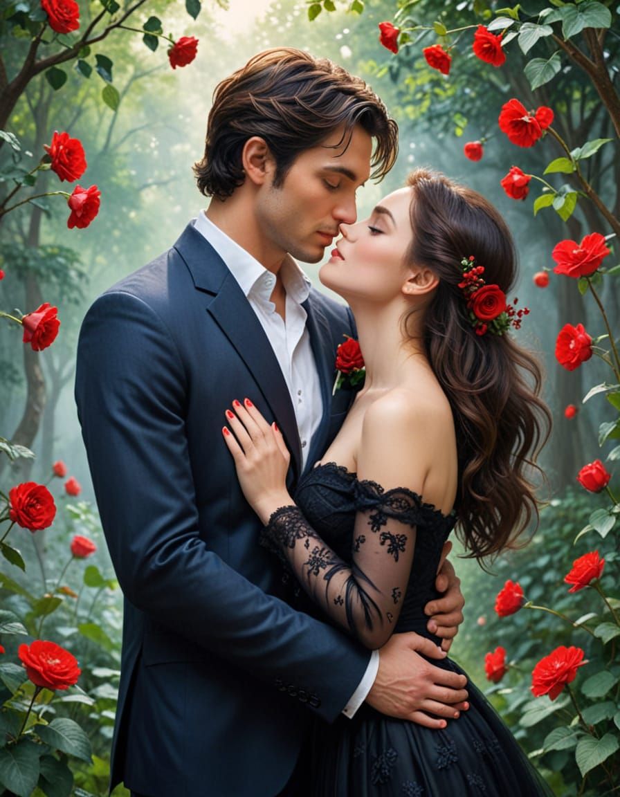 Ethereal Lovers in an Intimate Moment