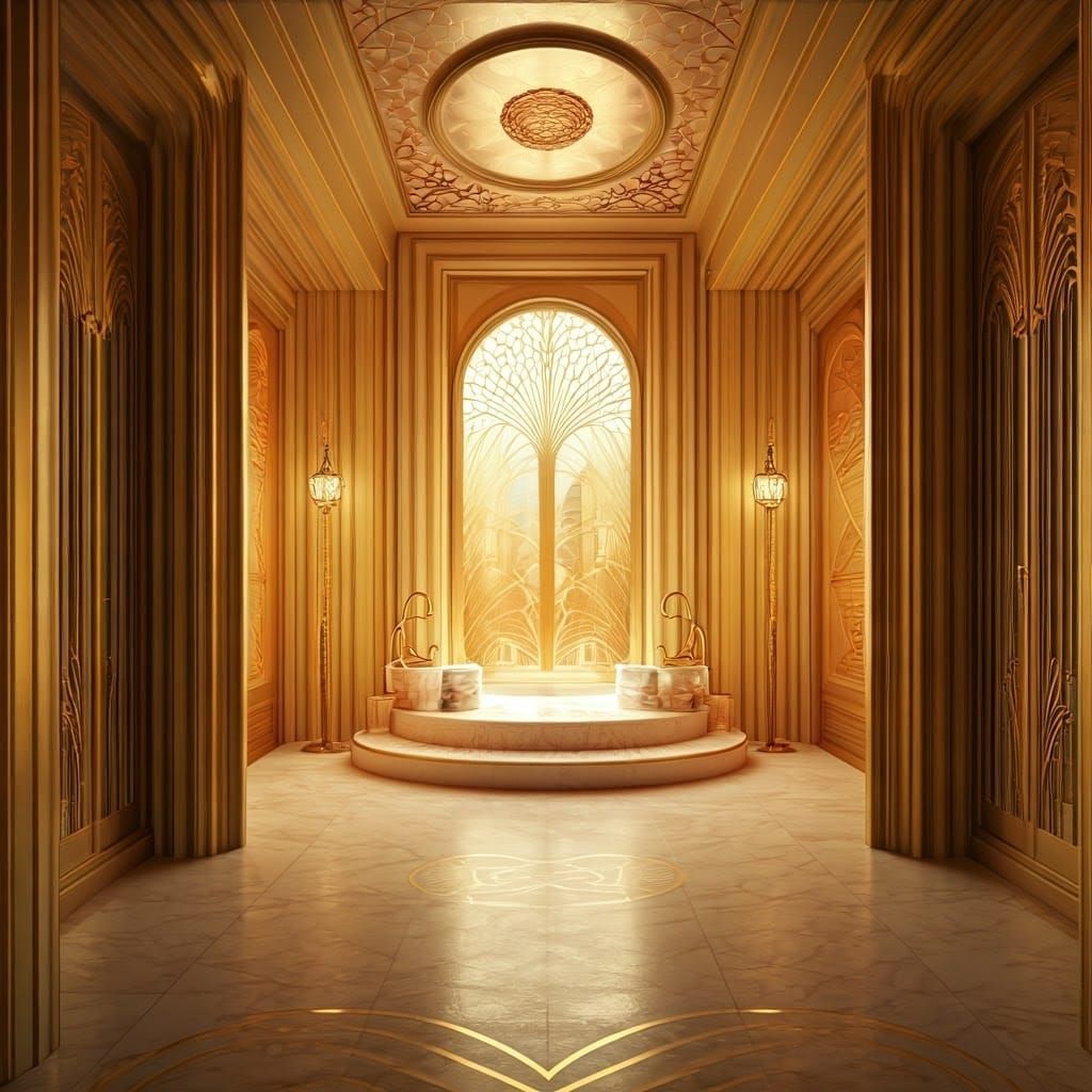 Art Deco Luxury Spa in Golden Yellow and Pink