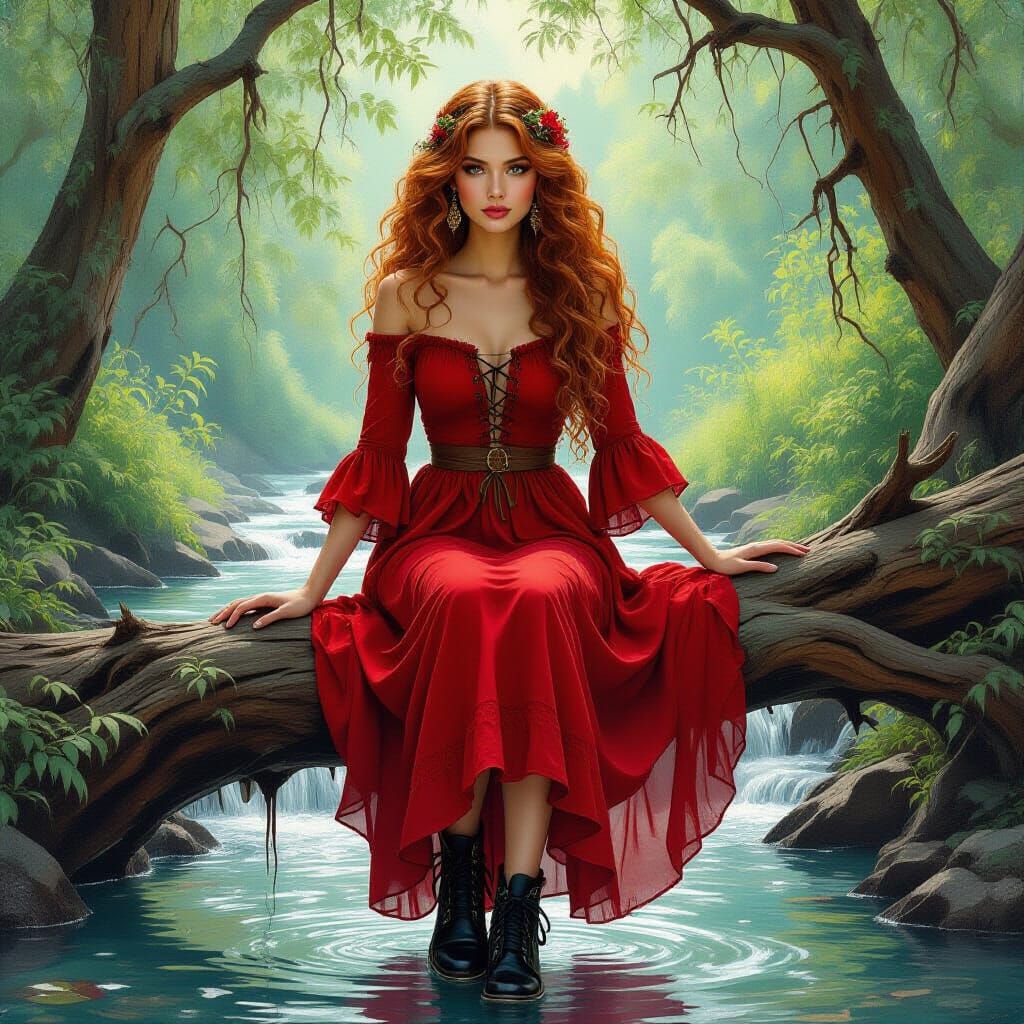 Woman in Rococo Style Bohemian Dress by River