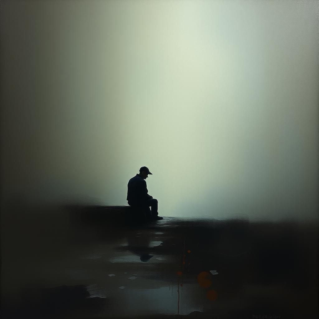 Contemplative Figure in Muted Expressionist Style