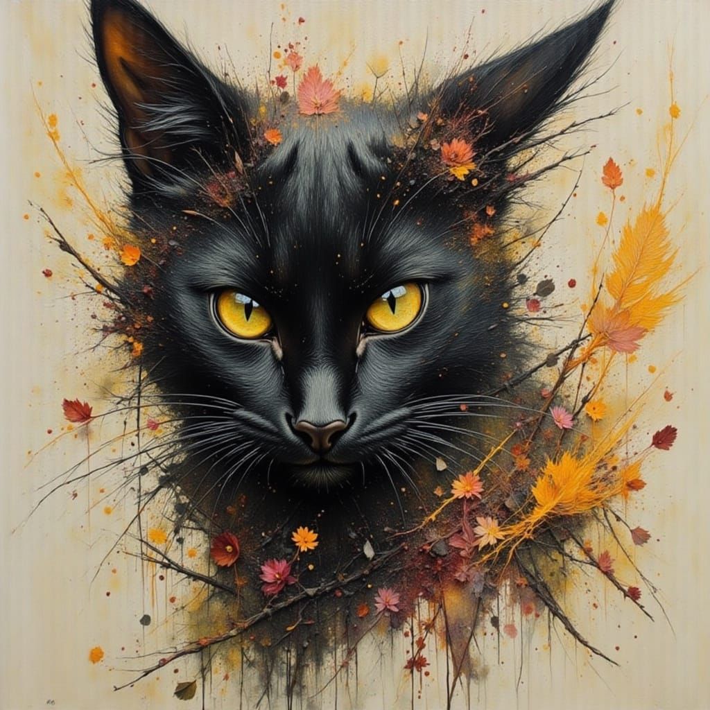 Cat Warrior in Brushed Oils Style