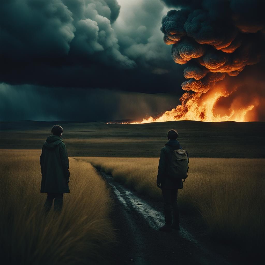 Dramatic Storm Cinematic Still: Film Grain, Atmospheric Ligh...