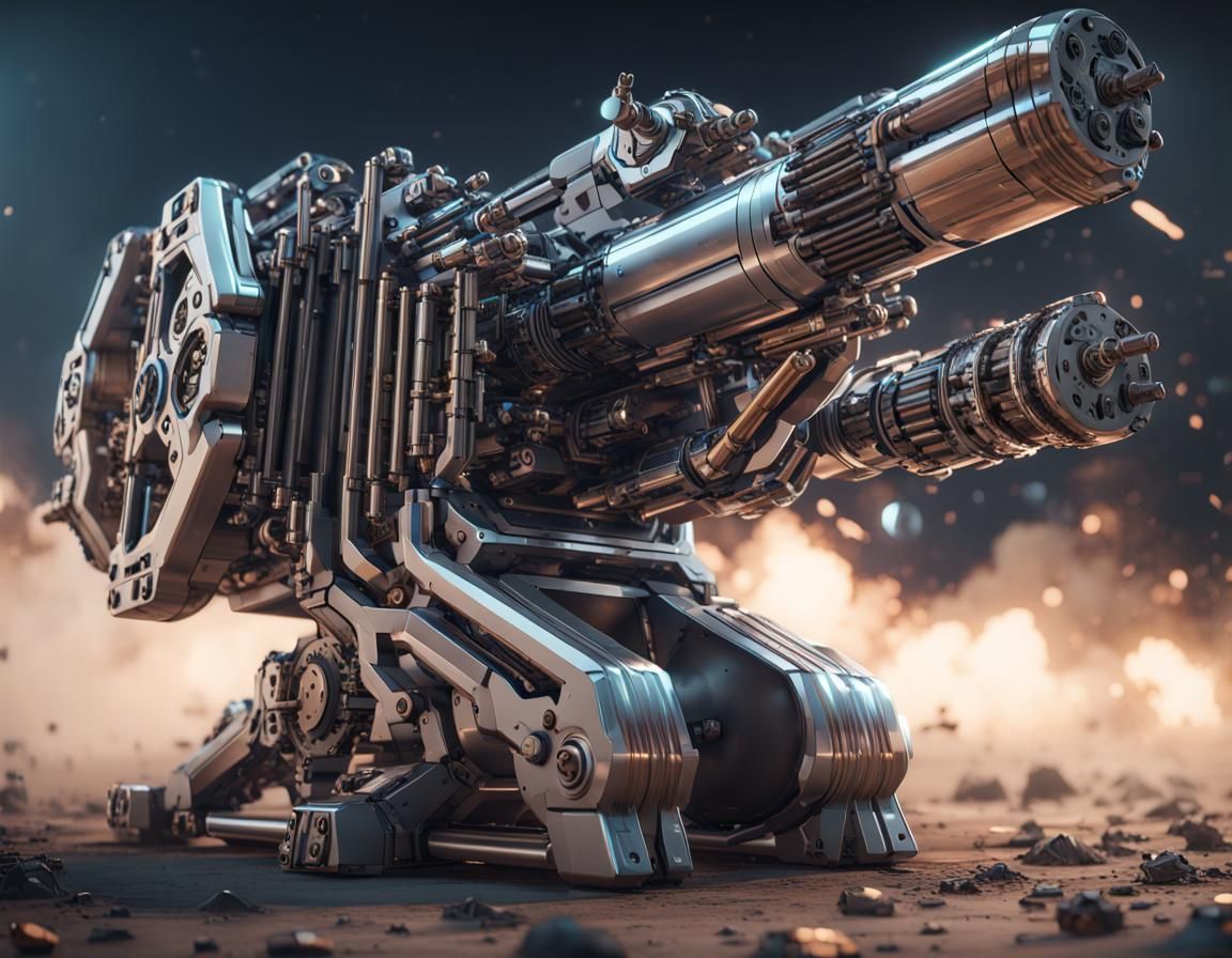 Futuristic Sci-Fi Gatling Gun with Intricate Details