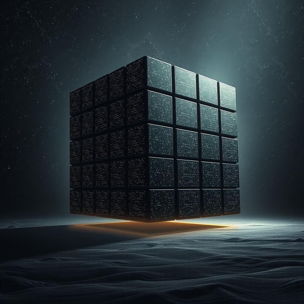 Saturn Ring Rubik's Cube in Sci-Fi Style