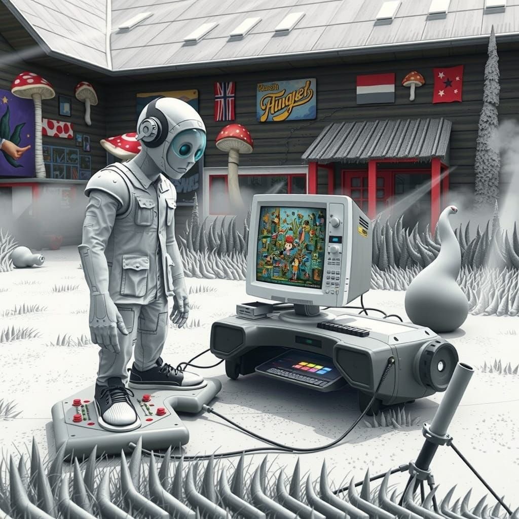 Chewing Gum Bungalow with Mushroom Decorations