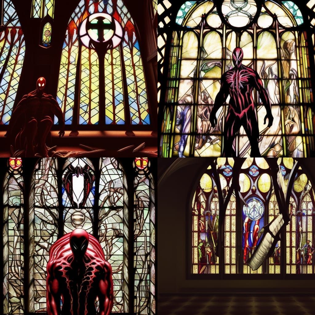 Carnage Symbiote and Stained Glass Window in 16K