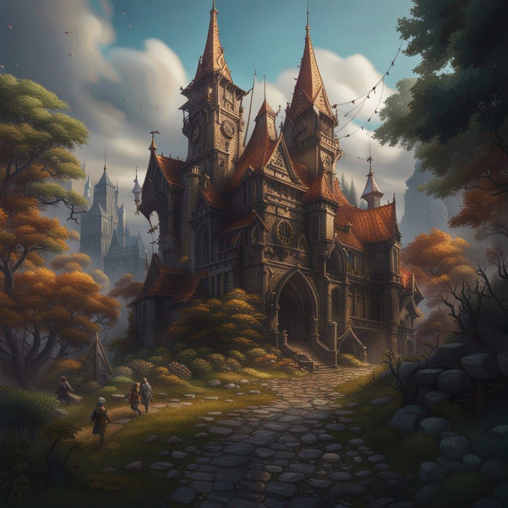 Fantastical School Journey: Detailed Matte Painting