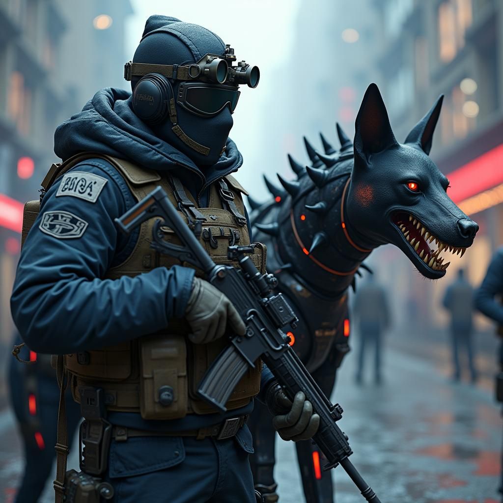 Futuristic US Marine in Dystopian Pyongyang