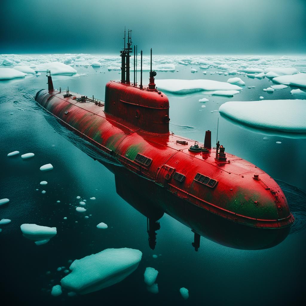 Red October Submarine in Arctic Ocean: Film Noir