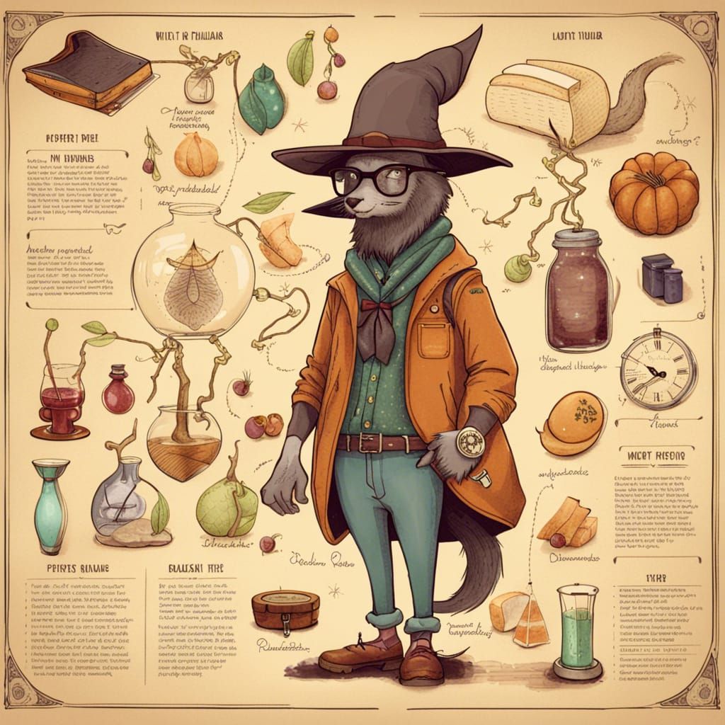 Magical Hipster Familiar With Diagrams Illustration