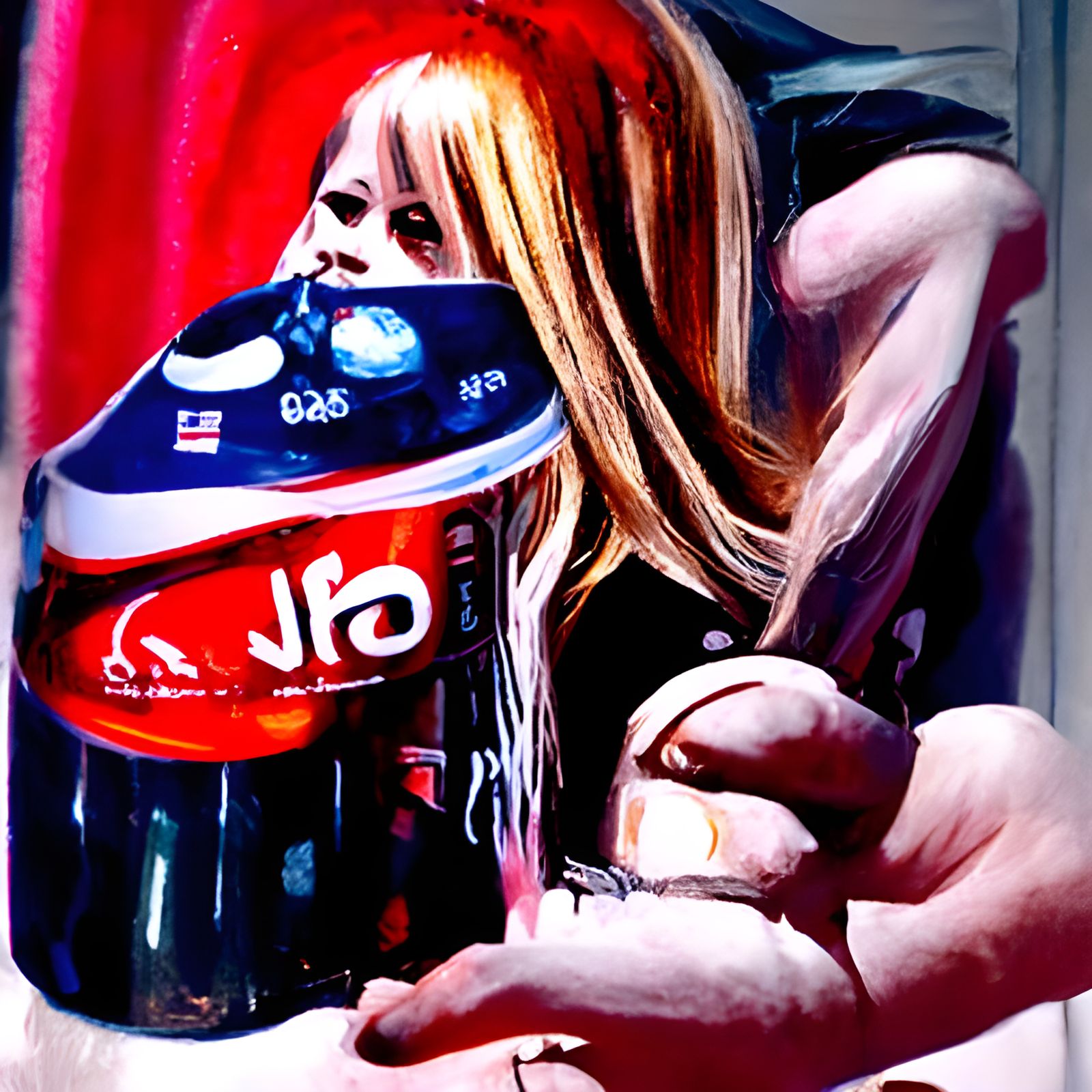 Avril Lavigne Drinking Pepsi as Oil Painting