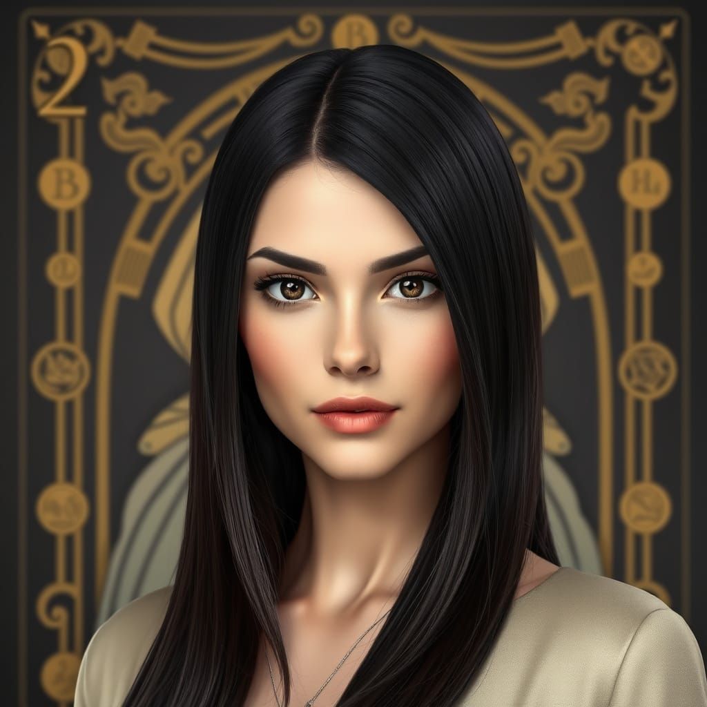 Wise Woman Portrait with Tarot Card Backdrop