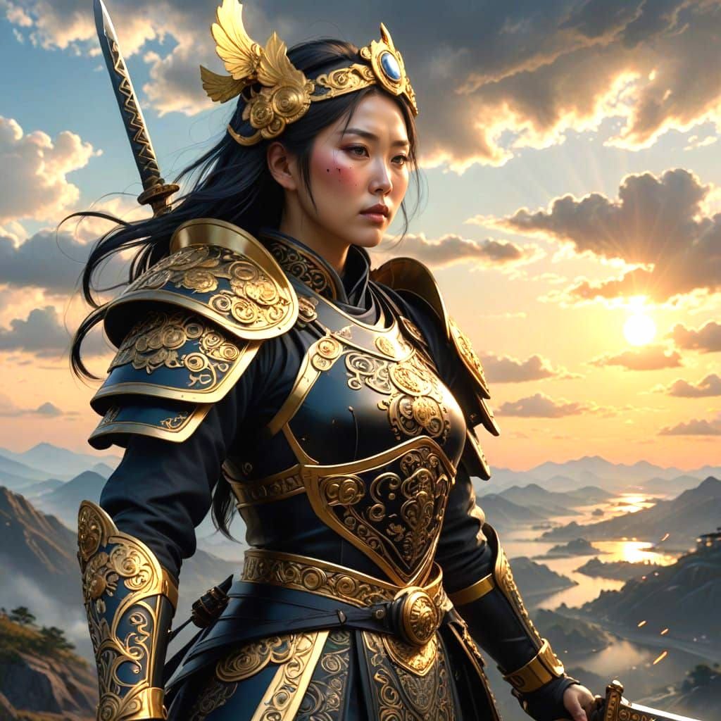 Korean Joseon Warrior in Triadic Colors