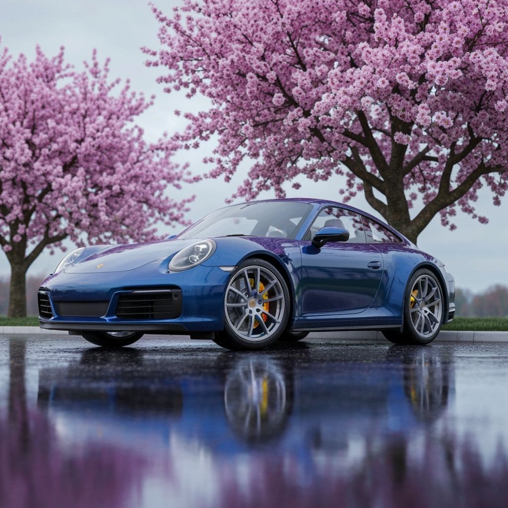 Porsche 911 Carrera Under Cherry Blossoms Cinematic Render