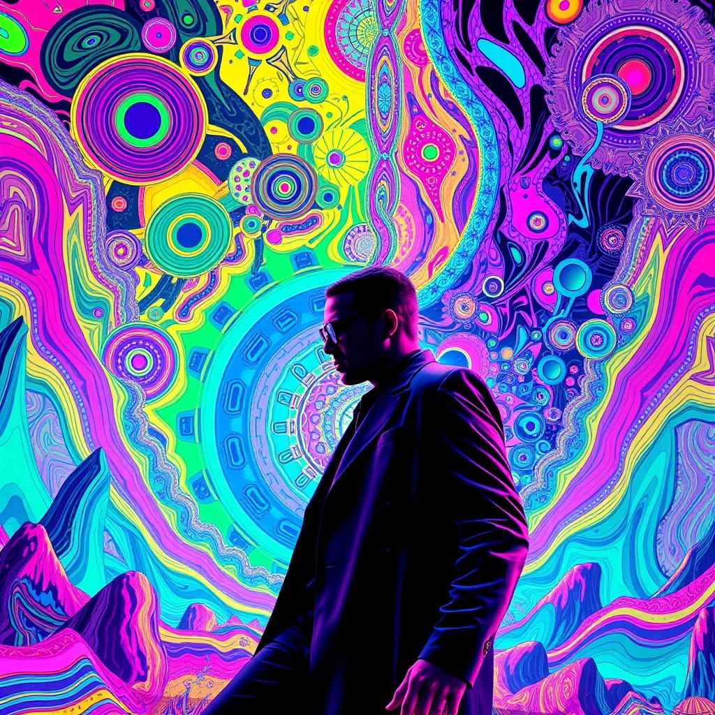Hitman in Psychedelic Tessellations: A Vibrant Digital Artwo...