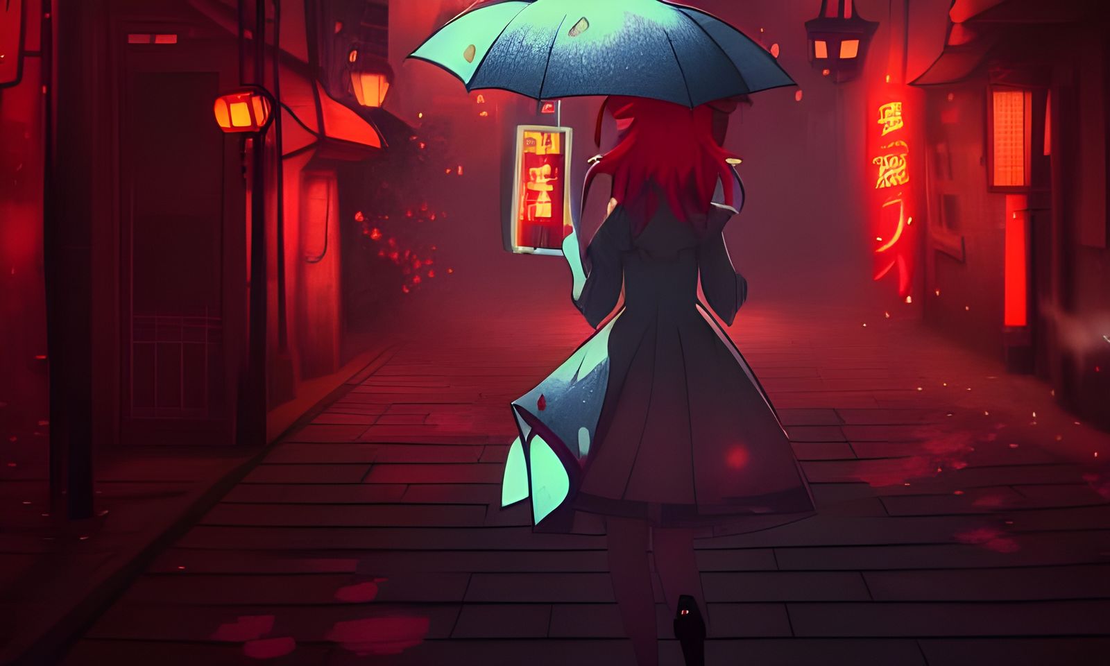 Anime woman holding an umbrella