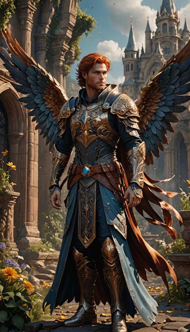 Fantasy Angel with Auburn Hair, Digital Art