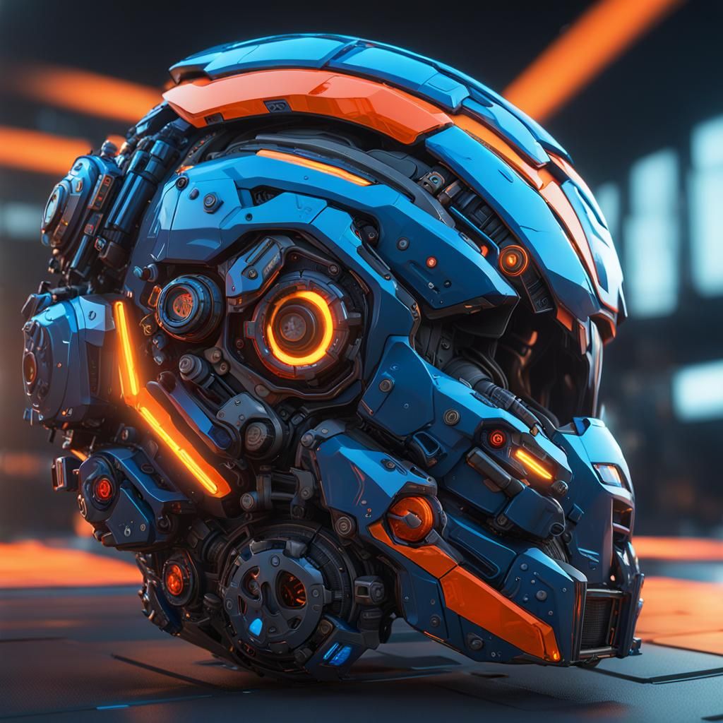 Futuristic Helmet with Neon Ambiance in Unreal Engine
