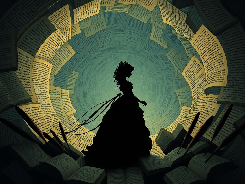 Silhouette Princess in Swirling Text: Cut-Out Animation