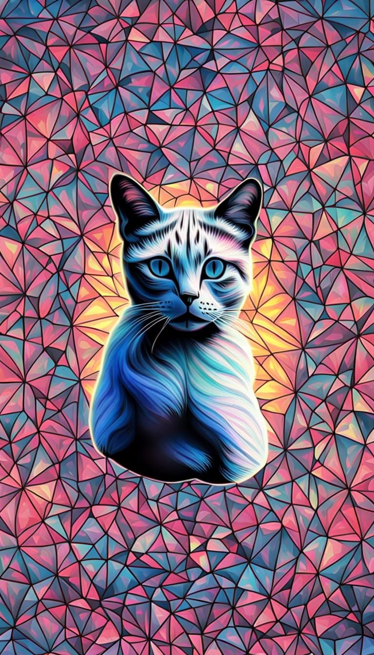 Whimsical Siamese Cats in a Surreal Digital Dream
