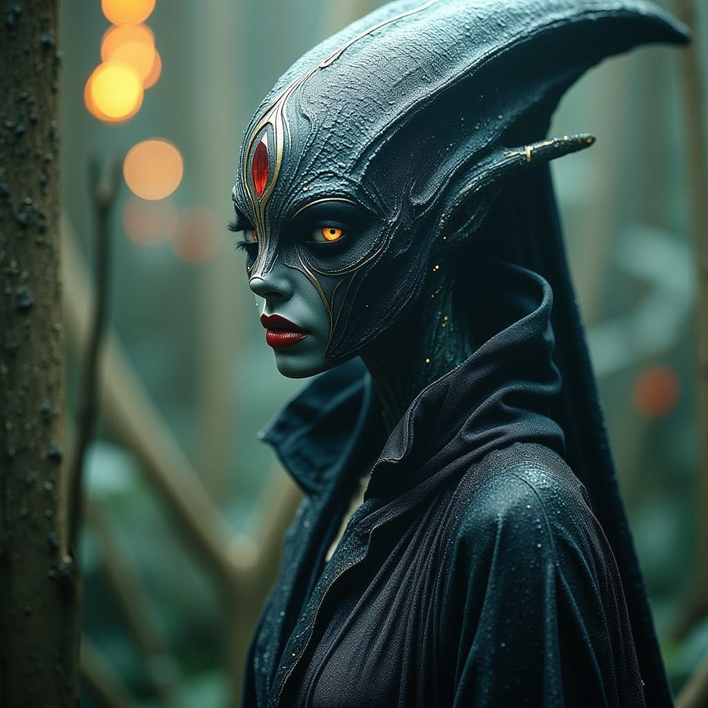 Dark Portrait of an Alien Woman