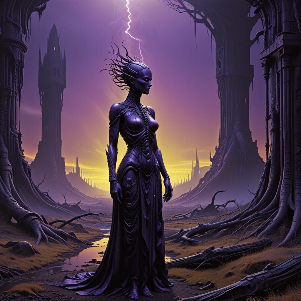 Eerie Figure Explores Mystical Dark World