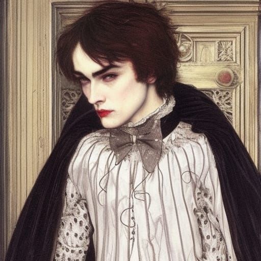 Elegant Vampire Lord in Pre-Raphaelite Style