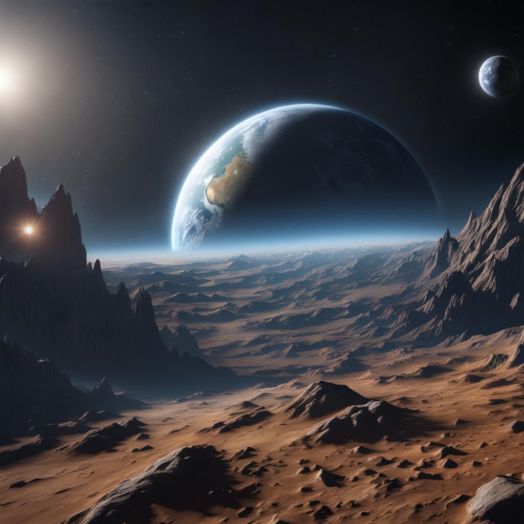 Earth Waving to the Moon in 3D Style