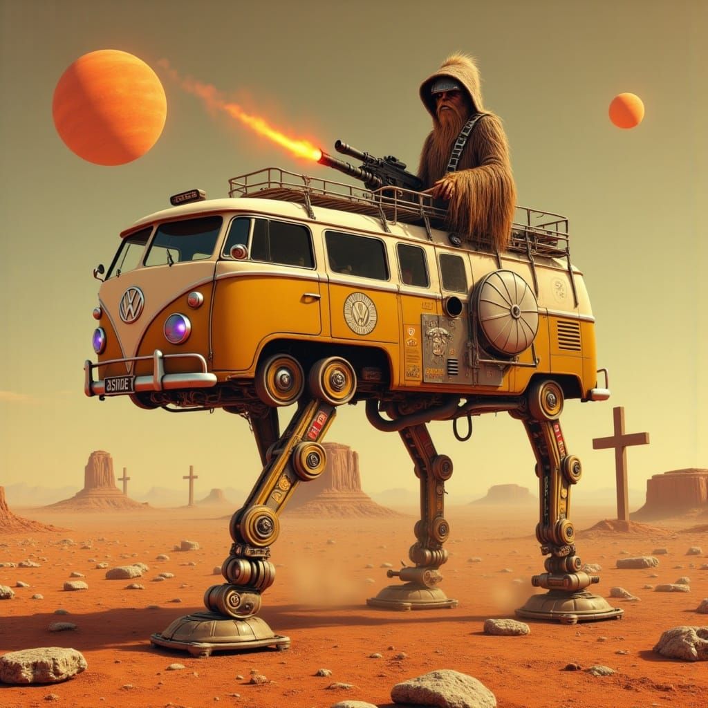 Cyberpunk Star Wars Imperial Walker on Tatooine