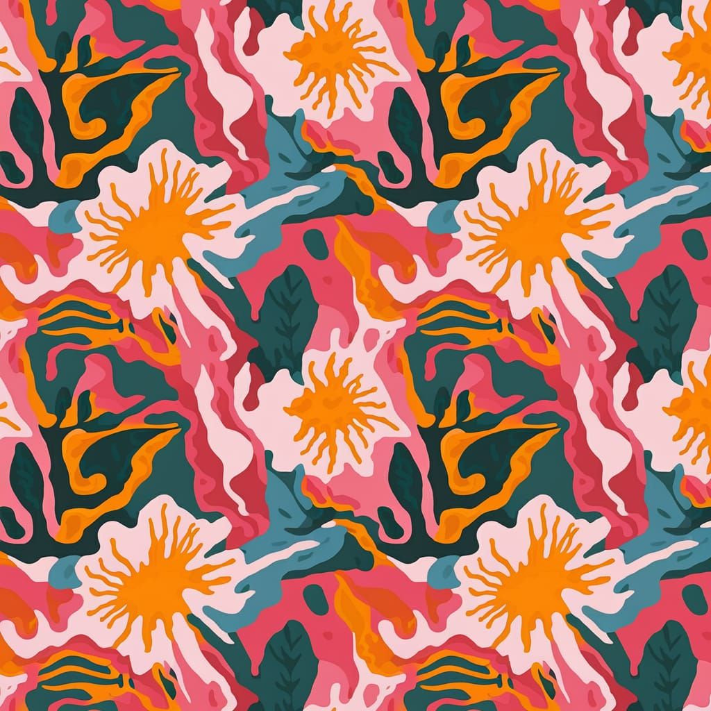 Abstract Fauvist Texture of Vermilion and White