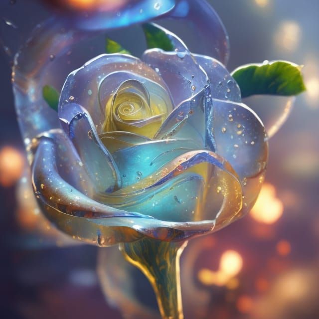 Elegant Glass Rose: Digital Fantasy Masterpiece